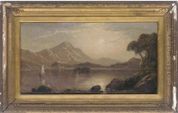 Sailing On A Tranquil Lake (+ A Boat Moored Beside A Lake; Pair) - view 1