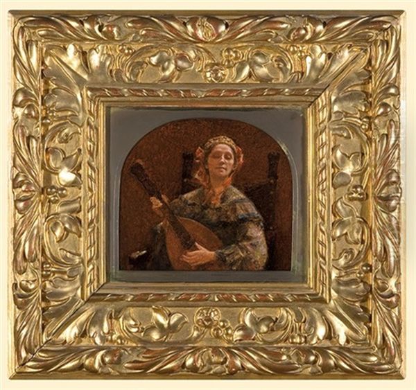 Lady Playing Lute - view 1