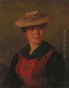 Tiroler Madchen Mit Hut by Josef Bueche