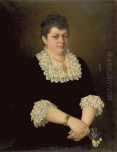 Portrait Einer Dame Mit Veilchen Und Rosen In Der Hand Portrait Einer Dame Mit Veilchen Und Rosen In Der Hand