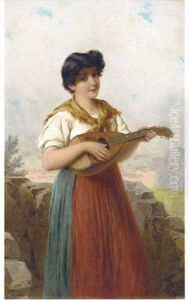 A Charming Mandolin Player by Josef Bueche