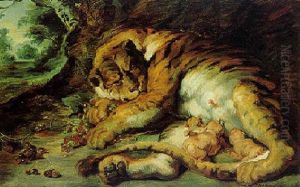 Tigerin, Die Ihren Jungen Saugt Tigerin, Die Ihren Jungen Saugt