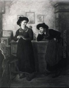 Zwei Tiroler Madchen In Tracht by Josef Bueche