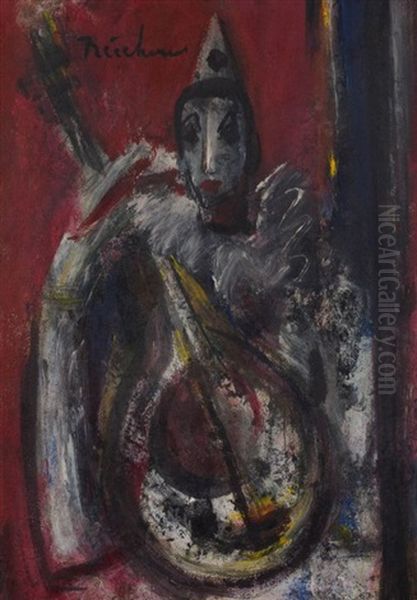 Harlequin Playing A Lute - view 1