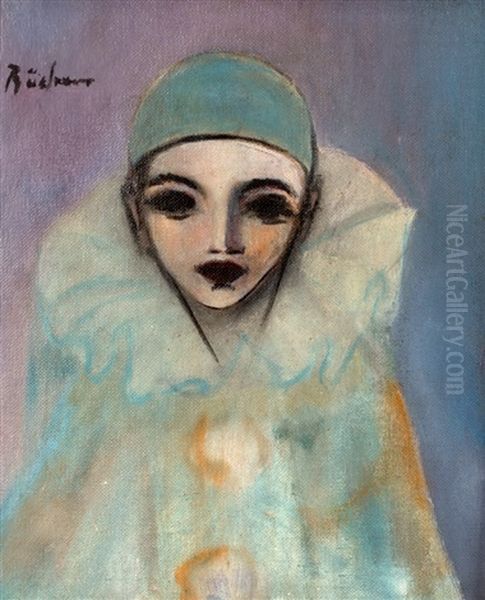 Harlequin In A Pale Blue Costume - view 1