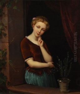 Jeune Reveuse A La Fenetre by Carl Buchner