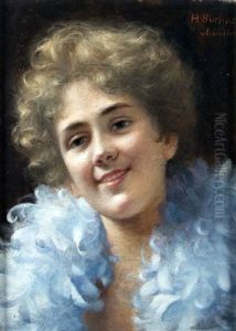Young Woman With Feather Stole by Hans Buchner