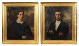 Bildnis Des Weisgerbermeisters Wilhelm Friedrich Eckstein (geb. 1781 In Stuttgart, Sohn Des Leonhard Johann Eckstein Und Der Christiane Barbara Kunz) & Bildnis Einer Jungen Frau (pair) by Johann Georg Buchner