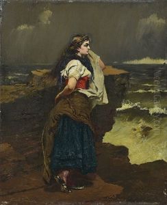 Fischermadchen Am Meer by Frank Buchser