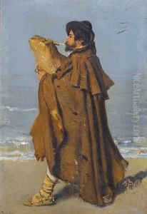 Italienischer Dudelsackblaser by Frank Buchser