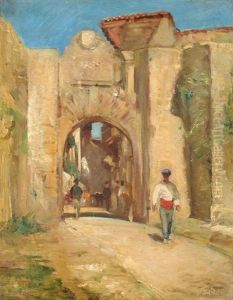 Gasse Mit Stadttor In Marokko by Frank Buchser