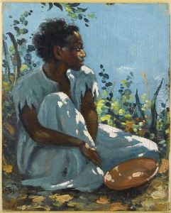 Sitzende Afroamerikanerin