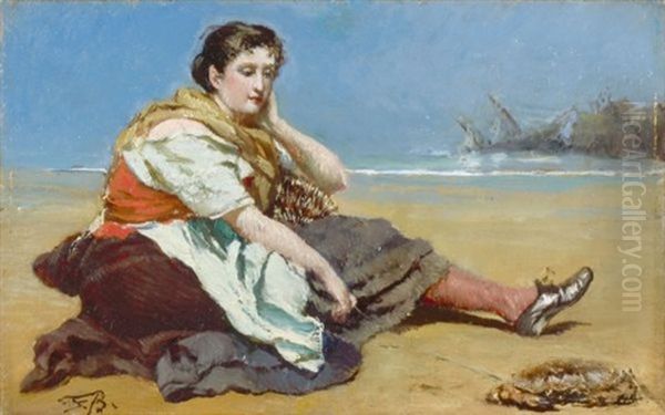 Fischermadchen Am Strand Sitzend (fisher Girl Sitting On The Beach) - view 1