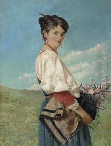 Portrait Eines Trachtenmadchens by Frank Buchser