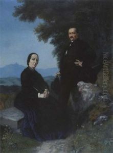 Bildnis Des Ehepaares Maria Anna Flury Geb. Buchser Und Urs Josef Flury by Frank Buchser