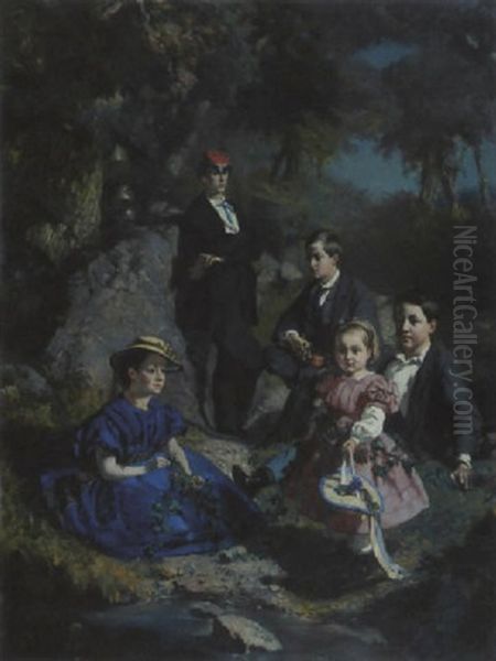 Familienbildnis Der Funf Geschwister Flury-buchser - view 1