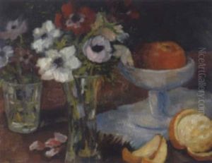 Stillleben Mit Blumen Und Fruchten by Alfred Buchta