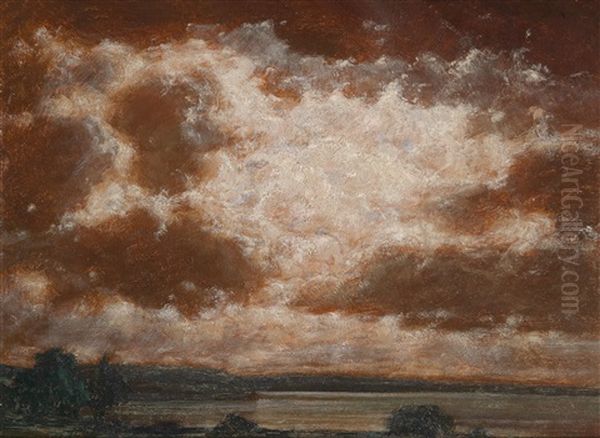 Wolkenstudie Bei Nacht Uber Einem See - view 1