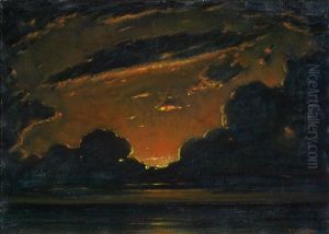 Wolkenstudie Mit Untergehender Sonne Uber Dem Meer by Robert Buchtger