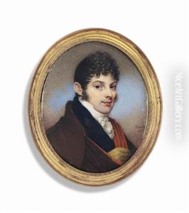 A Young Gentleman, In Blue Coat, Orange-lined Brown Cloak, Leather Glove by Adam Buck