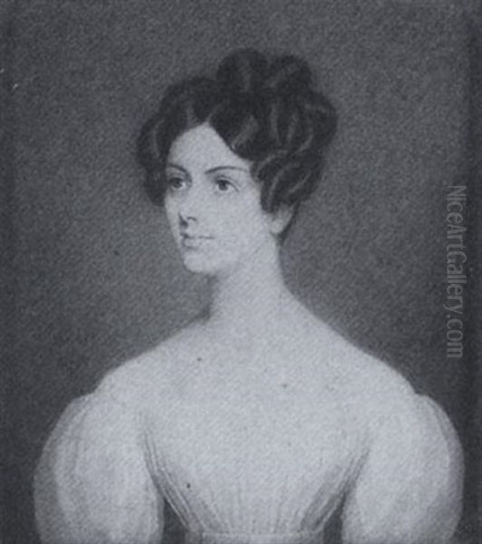 The Hon. Mrs. Cornwall Wearing Black Dress With White Lace Collar And Bonnet Adorned With Striped Ribbons - view 1