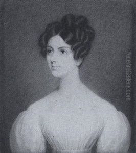 The Hon. Mrs. Cornwall Wearing Black Dress With White Lace Collar And Bonnet Adorned With Striped Ribbons by Adam Buck