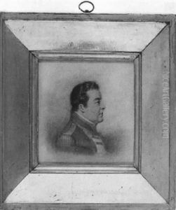 An Officer, Profile To The Right, In Scarlet Coat With White Facings And Gold Epaulette