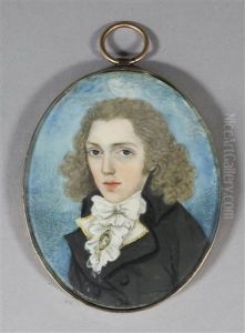 Miniature Shoulder-length Portrait Of A Young Man With A Cravat, His Hair Worn Long