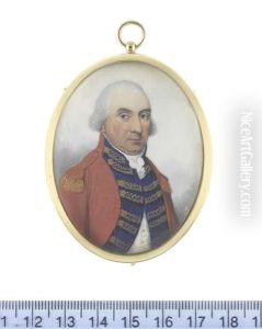 A Major General, Wearing Scarlet Coat, His Blue Facings Decorated With Gold Lace, Gold Epaulette, White Waistcoat, Stock And Frilled Chemise, His Hair Powdered