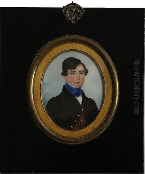 Portrait Of A Gentleman Wearing A Brown Jacket, Gold Floral Jacket And Blue Bow Tie - view 1