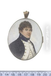 A Naval Officer, Wearing Dark Blue Coat With Standing Collar And White Facings, White Waistcoat, Frilled Chemise And Black Stock
