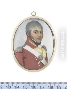 Captain Edward Spread Mockler Grenadier Company Of The 46th (south Devonshire) Regiment Of Foot And A Lady Wearing White Dress With Decollete (2 Works)
