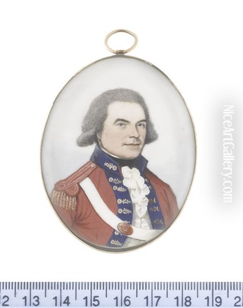 An Officer, Wearing Red Coat With Dark Blue Facings Edged With Gold, Red Epaulette With Gold Tassels, White Cross-belt With Oval Regimental Belt-plate, White Waistcoat And Frilled Chemise, Black Stock - view 1