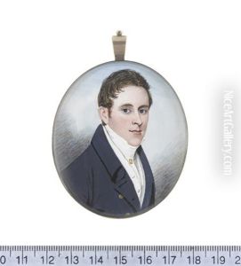 A Gentleman, Wearing Blue Coat, White Waistcoat, Chemise, Stock And Cravat, Gold Shirt Pin