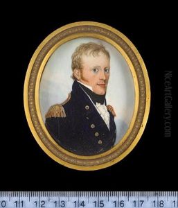 A Naval Officer, Wearing Blue Coat With Gold Epaulettes And Buttons, White Waistcoat, Frilled Chemise And Black Stock