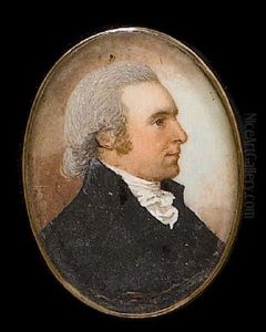 A Gentleman, Profile To The Right, Wearing Black Coat With Frilled White Cravat, His Hair Powdered by Frederick Buck