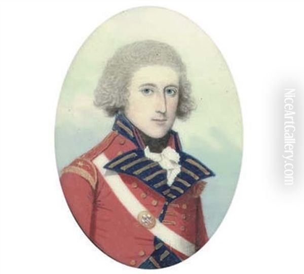 An Officer Of The 23rd Foot Royal Welsh Fusiliers (?), In Scarlet Coat With Blue Facings And Gold Lace, His Shoulder Belt Plate Bearing The Prince Of Wales Feathers - view 1