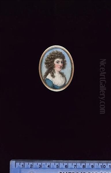 A Lady, Wearing Blue Dress And White Fichu - view 1