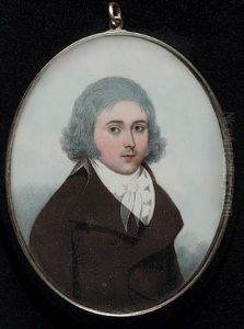 A Gentleman Wearing Brown Coat, White Waistcoat, Frilled Chemise And Cravat, His Hair Powdered by Frederick Buck