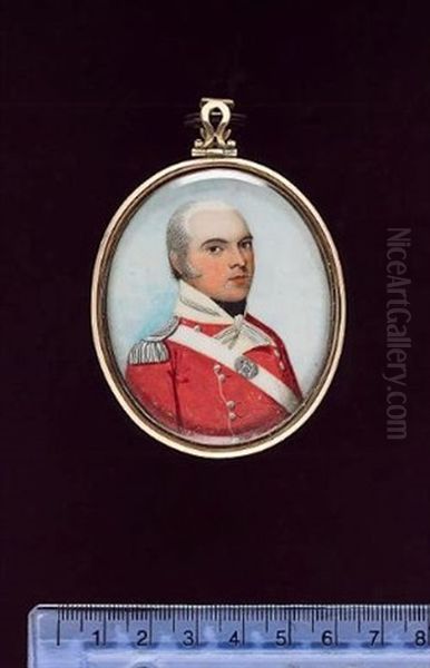 An Officer Wearing Scarlet Coatee, Blue Collar With Gold Lace, Gold Epaulettes, White Leather Shoulder Belt (+ Captain John Nixon Nunn Wearing Scarlet Coatee, Silver Epaulette; 2 Works) - view 1