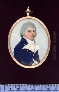 A Naval Officer Wearing Blue Coat, Gold Buttons Embossed With An Anchor, White Waistcoat And Cravat
