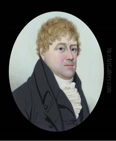 A Gentleman In Black Coat And Waistcoat, Frilled Shirt, Fair Curly Hair - view 1