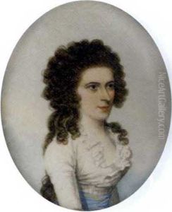 Two Young Ladies, In Low-cut White Dresses With Frilled Collar And Blue Sash, Fair Curling Hair; Sky Background (dbl-sided)