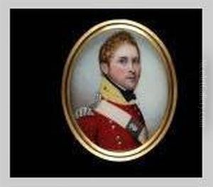 A Young Officer, Of A Regiment Of Yorkshire Militia (?), Wearing Scarlet Coat With Yellow Facings, Silver Epaulette And Silver Belt-plate Bearing A Crowned Rose by Frederick Buck