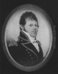 A Naval Officer With Side-whiskers, Wearing Blue Uniform With Gold Frogging, Buttons And Epaulettes, Tied White Stock And Frilled Cravat by Frederick Buck
