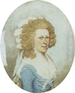 Mrs. Newcombe Wearing A Pale Blue Dress With A White Fichu by Frederick Buck