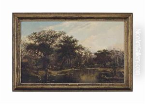 Louisiana Bayou With Deer by William Henry Buck