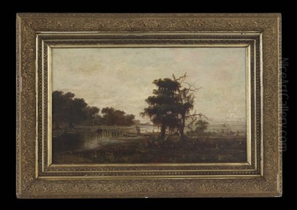 Bayou Scene: Probably The Footbridge At Indian Bayou In The Atchafalaya River Basin - view 1