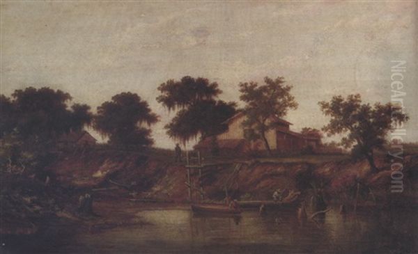Black Men Fishing Along The Bayou - view 1