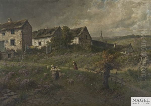 Eifellandschaft Mit Schafhirtin An Einem Gehoft - view 1